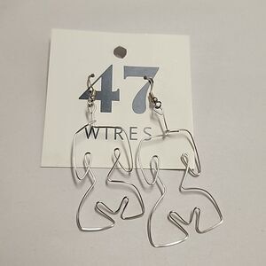 47 Wires Earrings Body Shape Silhouette Dangle Drop Womens 925 Sterling Hooks